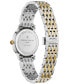 ფოტო #3 პროდუქტის Women's Swiss Slimline Diamond (1/20 ct. t.w.) Two-Tone Stainless Steel Bracelet Watch 30mm