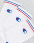 Champion 3 pack logo crew socks in white blue and red