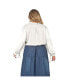 ფოტო #2 პროდუქტის Plus Size Long Bishop Tie Sleeve Chiffon Blouse