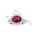 3CT Oval Solitaire Cubic Zirconia CZ Pave Simulated Red Garnet Statement Fashion Ring For Women Rhodium Plated Brass
