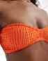 ASOS DESIGN shirred shaped bandeau bikini top in orange Оранжевый, 34 - фото #2