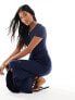 Vero Moda Petite knotted t-shirt maxi dress with split in navy