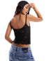 Фото #4 товара ASOS DESIGN lace cami top with trim in black