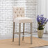 Фото #4 товара 29" Upholstered Linen Fabric Tufted Bar Stool Chair