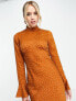 Фото #3 товара ASOS DESIGN high neck maxi dress with flared cuff in rust spot