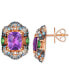 ფოტო #2 პროდუქტის Multi-Gemstone (4-1/2 ct. t.w.) & Nude Diamond (7/8 ct. t.w.) Halo Cluster Statement Stud Earrings in 14k Rose Gold