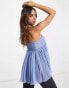 Фото #4 товара Free People lace detail floaty tube top in chambray blue