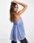 Free People lace detail floaty tube top in chambray blue