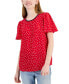 ფოტო #1 პროდუქტის Women's Dot-Print Flutter-Sleeve Top