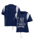 Фото #1 товара Women's Navy Distressed New York Yankees Cinched Colorblock T-shirt