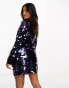 Фото #2 товара Collective the Label Petite exclusive disc sequin mini dress in petrol mix