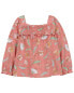 Фото #1 товара Toddler Wildflower Print Smocked Square Neck Top 5T