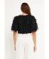 Фото #2 товара Women's Gridded Mesh Feathered Cropped Top