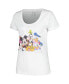 ფოტო #2 პროდუქტის Women's White Distressed Mickey and Friends Group Scoop Neck T-shirt