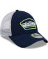 Фото #3 товара Men's College Navy, White Seattle Seahawks Logo Patch Trucker 9FORTY Snapback Hat