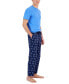 ფოტო #3 პროდუქტის Men's 2-Pc. Solid T-Shirt & Best Dad Printed Pajama Pants Set, Created for Macy's