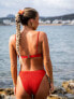 Фото #3 товара South Beach X Miss Molly crinkle high leg bikini bottom in burnt orange