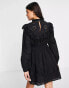 Фото #8 товара Miss Selfridge broderie pom pom mini dress in black