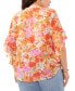 Фото #1 товара Plus Size Pintucked Floral Print Flutter Sleeve Top