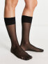 ASOS DESIGN sheer knee high socks in black