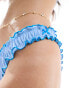 The Frolic lettuce contrast edge bow detail bikini bottom in pastel blue BLAU, 36 - фото #4