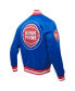 ფოტო #3 პროდუქტის Men's Blue Detroit Pistons Script Tail Full-Snap Satin Varsity Jacket