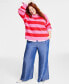 Фото #1 товара Plus Size Crewneck Striped Shaker Sweater, Created for Macy's