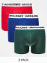 Jack & Jones 3 pack trunks with white logo waistband in multi