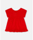 Girl Organic Cotton Long Top With Frill True Red - Child