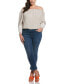 Plus Size Linen Blend Off the Shoulder 3/4 Sleeve Top