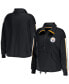 ფოტო #3 პროდუქტის Women's Black Pittsburgh Steelers Logo Stripe Half-Zip Top