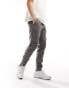 ASOS DESIGN tapered cargo linen trouser in washed charcoal Черный, W31 L30 - фото #1