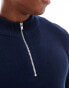 ASOS DESIGN midweight knitted quarter zip neck jumper in navy