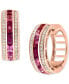 ფოტო #1 პროდუქტის EFFY® Ruby (1/5 ct. t.w.), Pink Tourmaline (7/8 ct. t.w.), & Diamond (1/3 ct. t.w.) Small Huggie Hoop Earrings in 14k Rose Gold, 0.75"