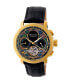 ფოტო #1 პროდუქტის Automatic Aura Gold & Black Leather Watches 44mm