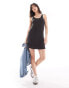 Vero Moda jersey mini skort dress with contrast trim in black