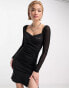 Karl Kani retro satin long sleeve dress in black