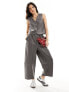 Фото #1 товара ASOS DESIGN faux leather oversized barrel leg trouser in grey