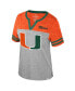 ფოტო #3 პროდუქტის Women's Heather Gray Miami Hurricanes Kate Color block Notch Neck T-Shirt