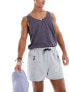 Фото #1 товара ASOS DESIGN swim shorts in short length with zip pocket and black drawcord in grey