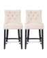 Фото #2 товара 24" Linen Tufted Buttons Upholstered Wingback Counter Stool (Set of 2)