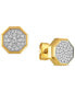 ფოტო #2 პროდუქტის Men's Diamond Pavé Cluster Octagon Stud Earrings (1/4 ct. t.w.) in Stainless Steel & Gold Ion-Plated Stainless Steel