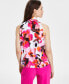 Фото #2 товара Women's Floral-Print Sleeveless Tie-Neck Top, Created for Macy's
