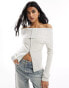 Фото #3 товара Weekday Vanna zip through off-shoulder cardigan in off-white