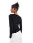 Фото #2 товара & Other Stories slim fit scoop neck long sleeve top in black