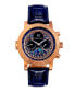 ფოტო #1 პროდუქტის Automatic Legacy Black or Blue or Brown Genuine Leather Band Watch, 44mm