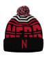 Фото #1 товара Men's Black and Scarlet Nebraska Huskers Colossal Cuffed Knit Hat with Pom