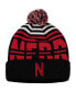 Men's Black and Scarlet Nebraska Huskers Colossal Cuffed Knit Hat with Pom