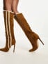 Фото #4 товара Simmi London Anders knee boots with shearling trim in chestnut