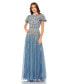 Фото #1 товара Women's Embellished Butterfly Sleeve High Neck Gown